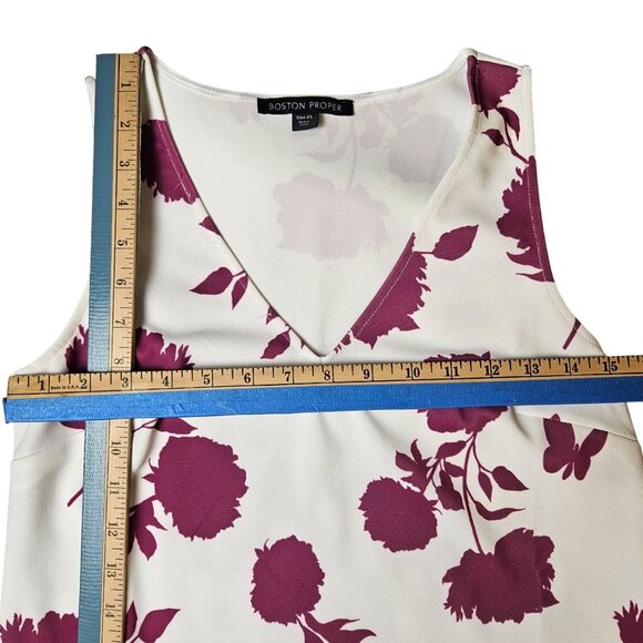 NWT Boston Proper XS White & Purple Floral V-Neck Sleeveless Top - Picture 4 of 8